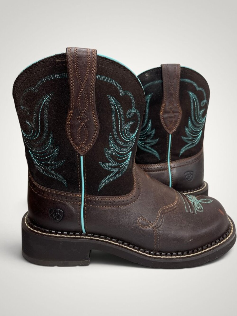 Ariat Fatbaby Heritage Dapper Leather Suede Cowboy Boots Turquoise Women’s 8.5 B